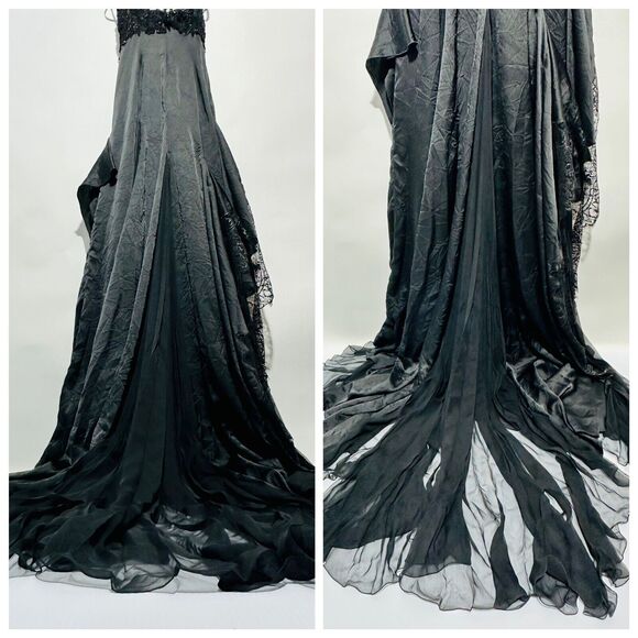 NWT $25K Versace Runway SS2023 Jenna Ortega Black Gothic Bride Dress IT 38 US 2 - Picture 6 of 11